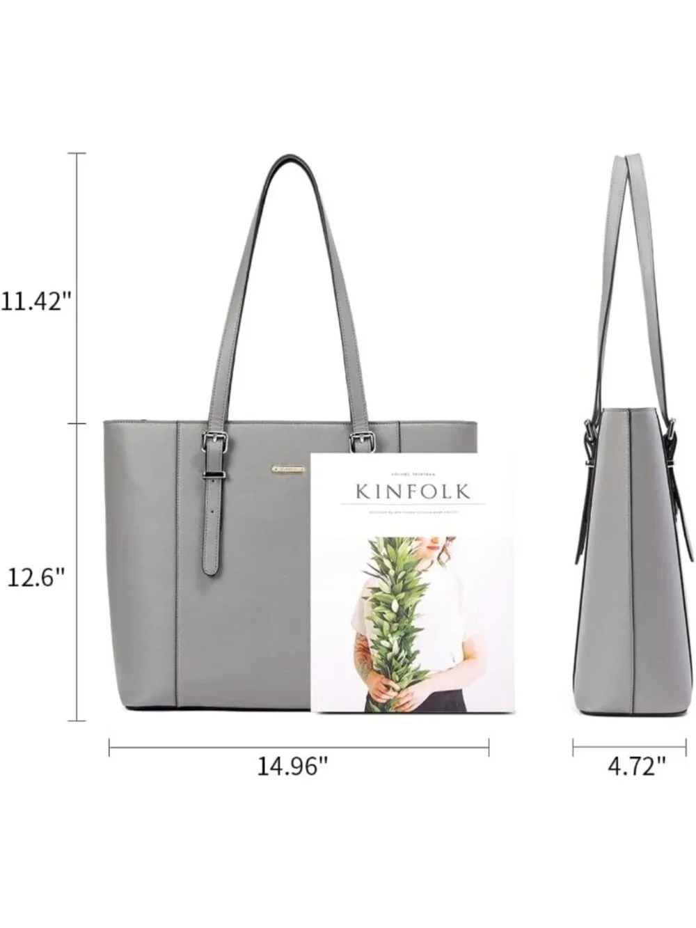 Vintage Leather Laptop Tote Bag for Women - 15.6
